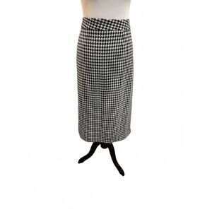 Wool black/white pencil skirt Houndstooth Quiet Luxury Timeless Classic US sz 12
